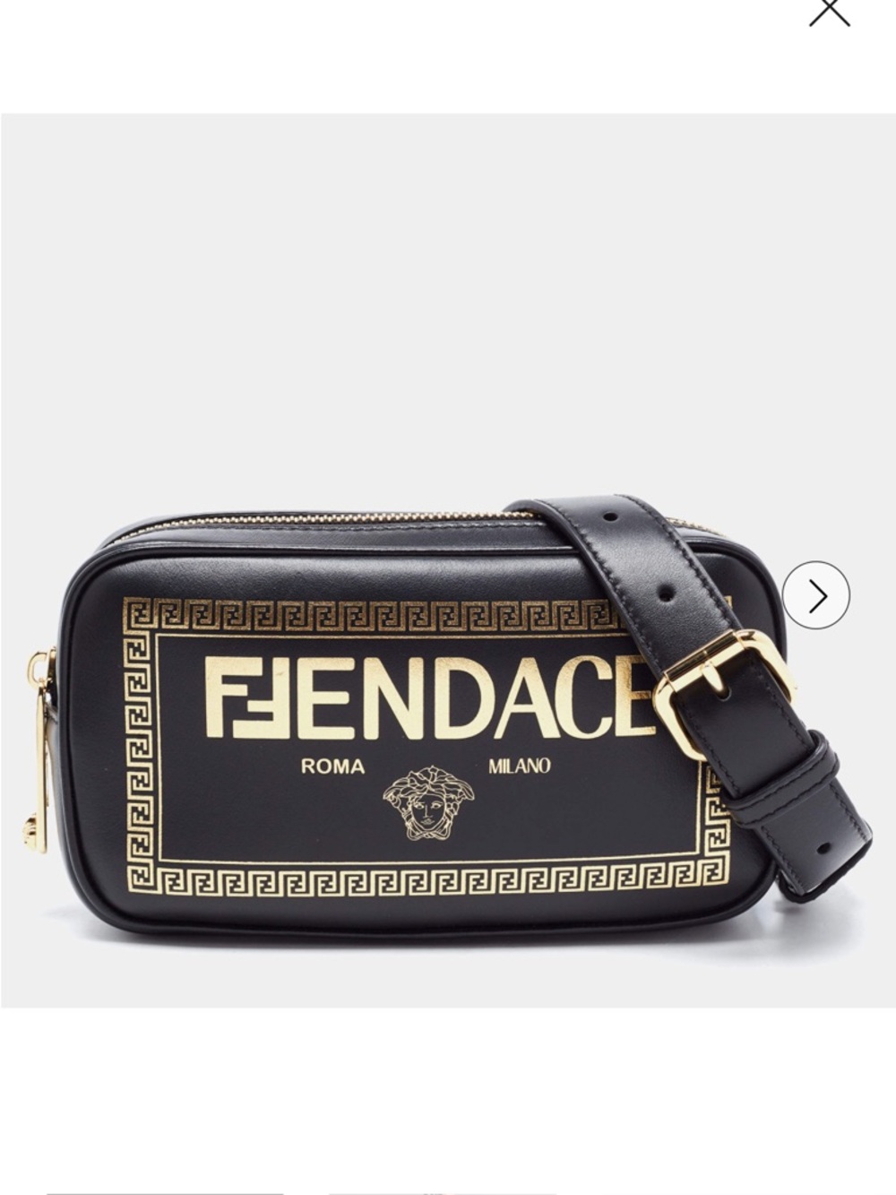Fendace Fendi x Versace Unisex Camera Bag Crossbody Black Leather